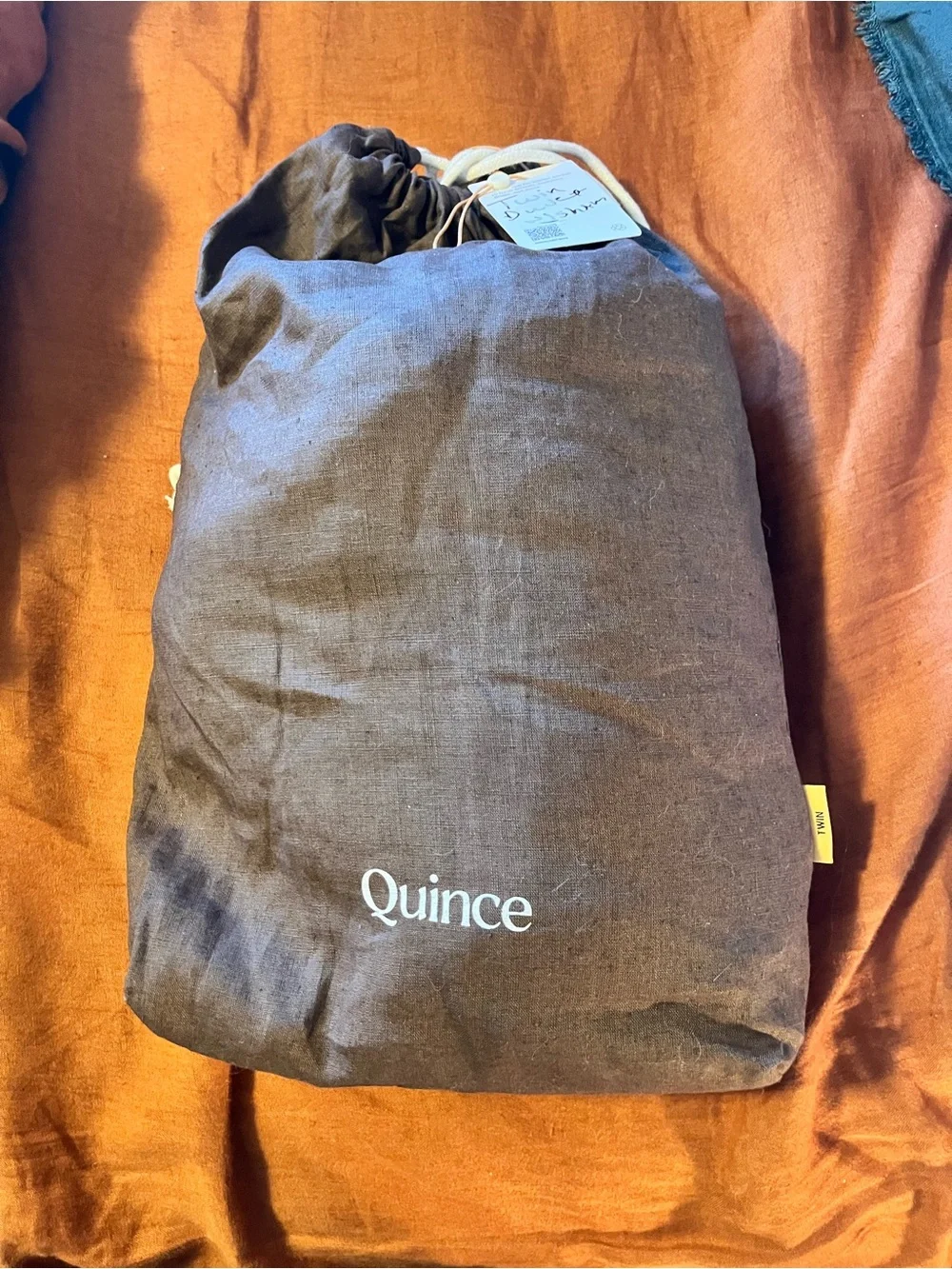 QUINCE NWOT European Linen Duvet Cover Set Twin Espresso Chocolate